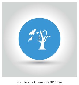 Halloween Tree and Bats flying icon. Halloween pictogram elements collection.  Halloween Party Day World wide celebrated on October 31. Vector illustration web internet design elements