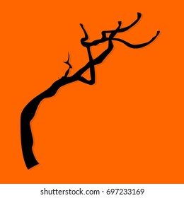 Halloween Tree. Black icon on orange background. Vector illustration