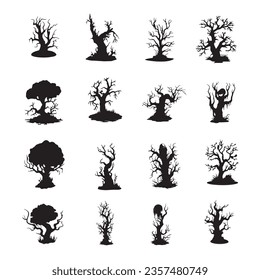 halloween tree ,tree devil scary scary halloween illustration vector 