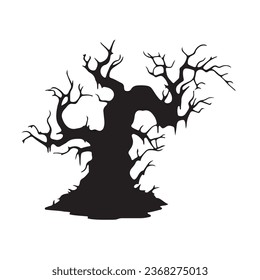 halloween tree ,tree devil scary scary halloween illustration vector 