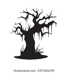halloween tree ,tree devil scary scary halloween illustration vector 