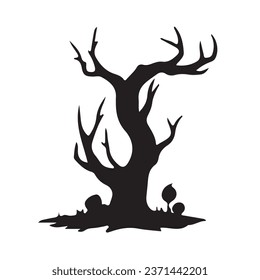 halloween tree ,tree devil scary scary halloween illustration vector 