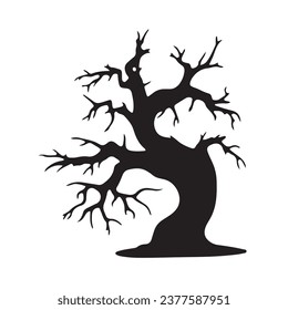 halloween tree ,tree devil scary scary halloween illustration vector 