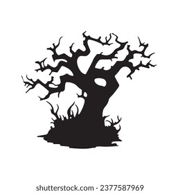 halloween tree ,tree devil scary scary halloween illustration vector 