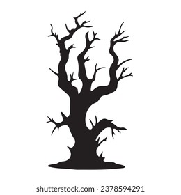 halloween tree ,tree devil scary scary halloween illustration vector 