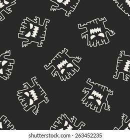 halloween tree doodle drawing seamless pattern background