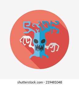 Halloween tree flat icon with long shadow,eps10
