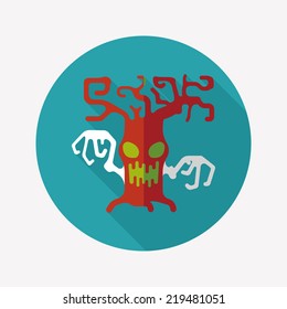 Halloween tree flat icon with long shadow,eps10