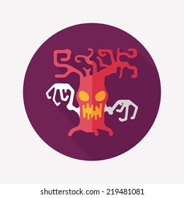 Halloween tree flat icon with long shadow,eps10