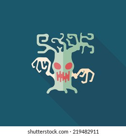 Halloween tree flat icon with long shadow,eps10