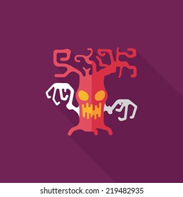 Halloween tree flat icon with long shadow,eps10