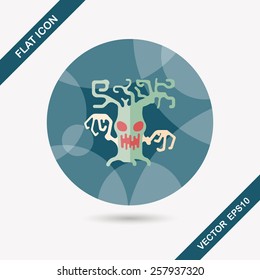 Halloween tree flat icon with long shadow,eps10