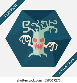 Halloween tree flat icon with long shadow,eps10