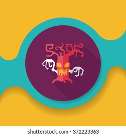 Halloween tree flat icon with long shadow,eps10