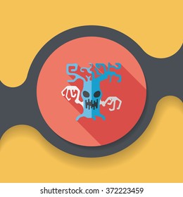 Halloween tree flat icon with long shadow,eps10