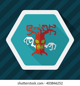 Halloween tree flat icon with long shadow,eps10