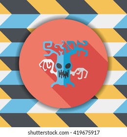 Halloween tree flat icon with long shadow,eps10