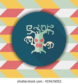 Halloween tree flat icon with long shadow,eps10
