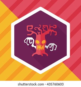 Halloween tree flat icon with long shadow,eps10