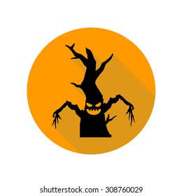 Halloween tree flat icon, vector