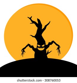 Halloween tree flat icon, vector