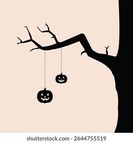 Halloween Tree with Hanging Jack-o'-lanterns.