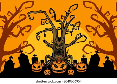 halloween tree happy halloween day background