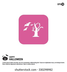 Halloween Tree icon. Halloween Flat Color Icon.  simple minimal, flat, solid, mono, monochrome, plain, contemporary style. Vector illustration web internet design elements