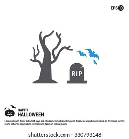 Halloween Tree icon. Halloween Gray and Blue Icons. simple minimal, flat, solid, mono, monochrome, plain, contemporary style. Vector illustration web internet design elements