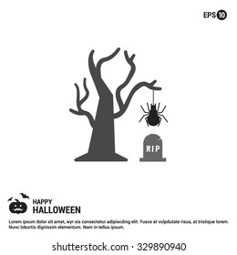 Halloween Tree icon. Halloween Gray pictogram elements collection.  simple minimal, flat, solid, mono, monochrome, plain, contemporary style. Vector illustration web internet design elements