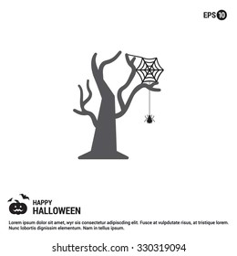 Halloween Tree icon. Halloween Gray Scale Icons.  simple minimal, flat, solid, mono, monochrome, plain, contemporary style. Vector illustration web internet design elements