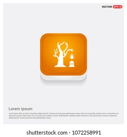 Halloween Tree icon Orange Abstract Web Button