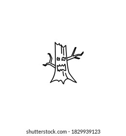 Halloween tree icon. Halloween icon. Simple, flat, outline, black.
