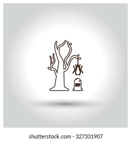Halloween Tree icon. Vector outline icon illustration