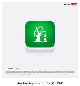 Halloween Tree iconGreen Web Button - Free vector icon