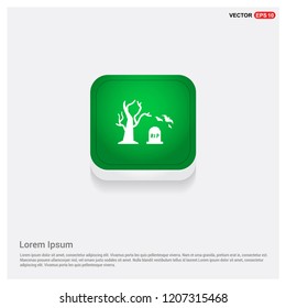Halloween Tree iconGreen Web Button - Free vector icon