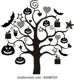 Halloween Tree isolated on White background. Vector illustration