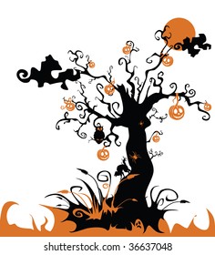 halloween tree with jack o lantern