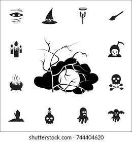 Halloween tree and moon icon. Set of Halloween icons on white background