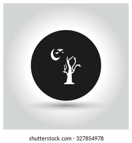Halloween Tree in Night icon. Halloween pictogram elements collection.  simple minimal, flat, solid, mono, monochrome, plain, contemporary style. Vector illustration web internet design elements