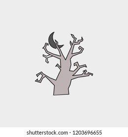 Halloween Tree outline colored icon