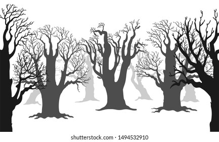 Halloween tree shadow. Leaves without branches in autumn. Design for the Halloween season. Vector illustration isolated on a white background.
