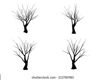 Halloween tree Silhouette isolated on white background (Dancing)