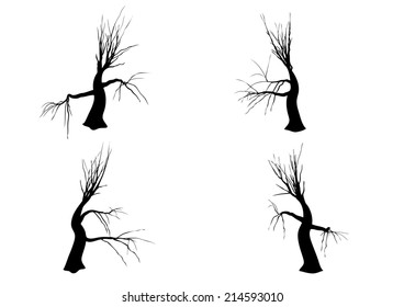 Halloween tree Silhouette isolated on white background (seek)