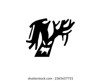 Halloween tree Silhouette Line Art