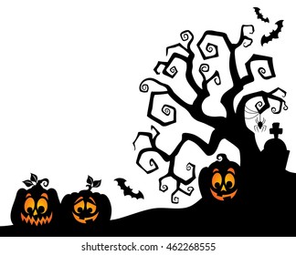 Halloween tree silhouette theme 2 - eps10 vector illustration.