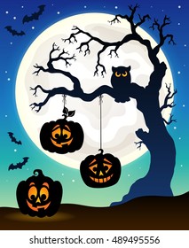 Tema 5 de la silueta de árbol de Halloween - ilustración vectorial eps10.