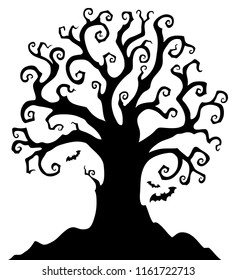 Halloween tree silhouette topic 1 - eps10 vector illustration.