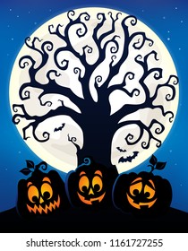 Halloween tree silhouette topic 6 - eps10 vector illustration.