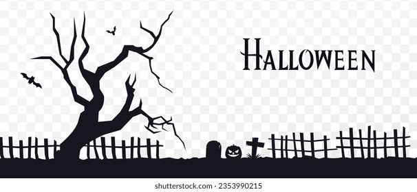 Halloween tree spooky on web with isolated on a transparent background. halloween background design element.vector illustration EPS10